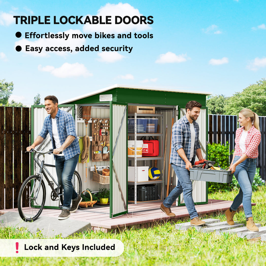 7.5 x 4.3ft Metal Garden Storage Shed, Waterproof Outdoor Shed with Tr