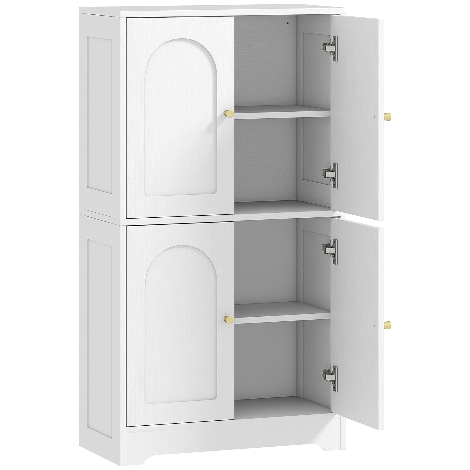 4-Door Kitchen Storage Cabinet with Adjustable Shelves - White