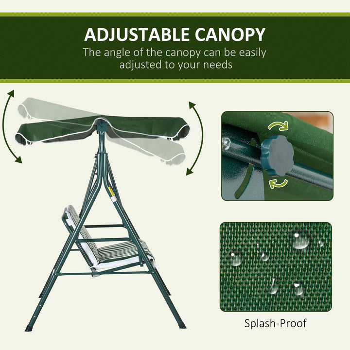 3-Seat Swing Chair Garden Swing Seat with Adjustable Canopy for Patio, Green
