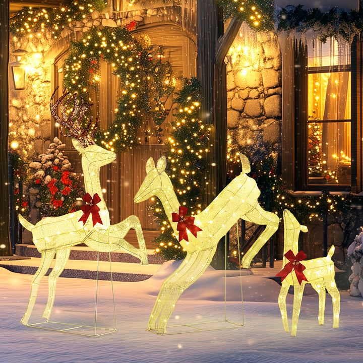 Outsunny Three-Piece LED Light Reindeer Christmas Decoration | Aosom UK