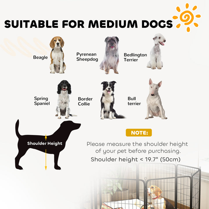 Eight-Panel Dog Playpen with Door, for Large Dogs, Indoors, Outdoors, 80cm Tall, Black