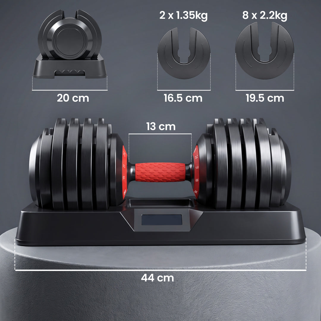 24kg Adjustable Dumbbell Set of 2, 10-in-1 Dumbbell Weights with - view 3