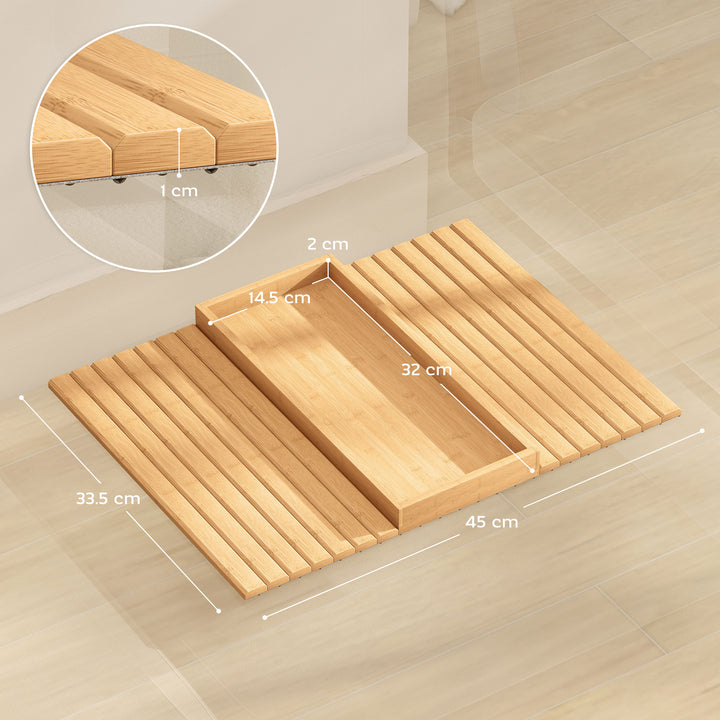 Bamboo Sofa Arm Tray, Foldable Anti-Slip Armrest Tray for Drinks and S