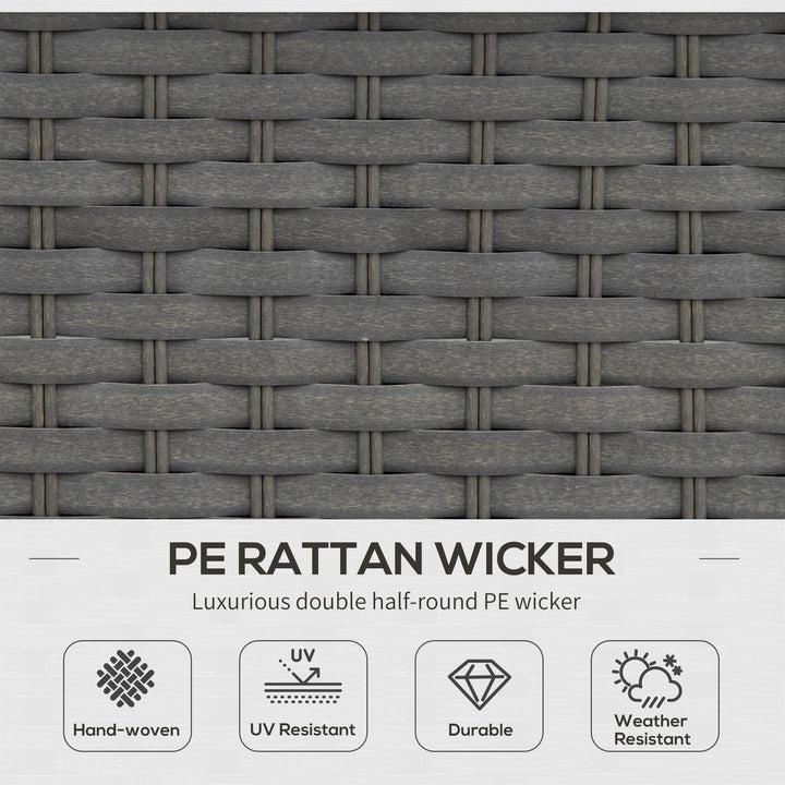 6PC Garden Rattan Sofa Set Bonzer Outdoor Furniture Patio Table Loveseat Stool Lounging Ottoman Aluminium Frame Wicker Weave Conservatory Grey