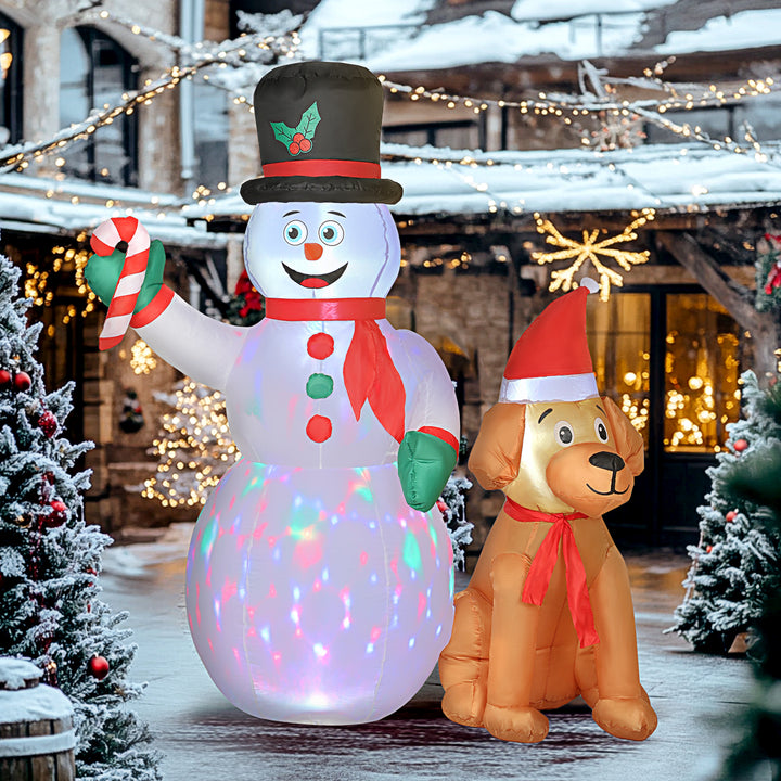 MCL 6FT Christmas Inflatables Snowman &amp; Dog with Built-in LED Lights and Flashing Light, Blow Up Christmas Inflatable Decoration for Indoor Outdoor Decor, Garden