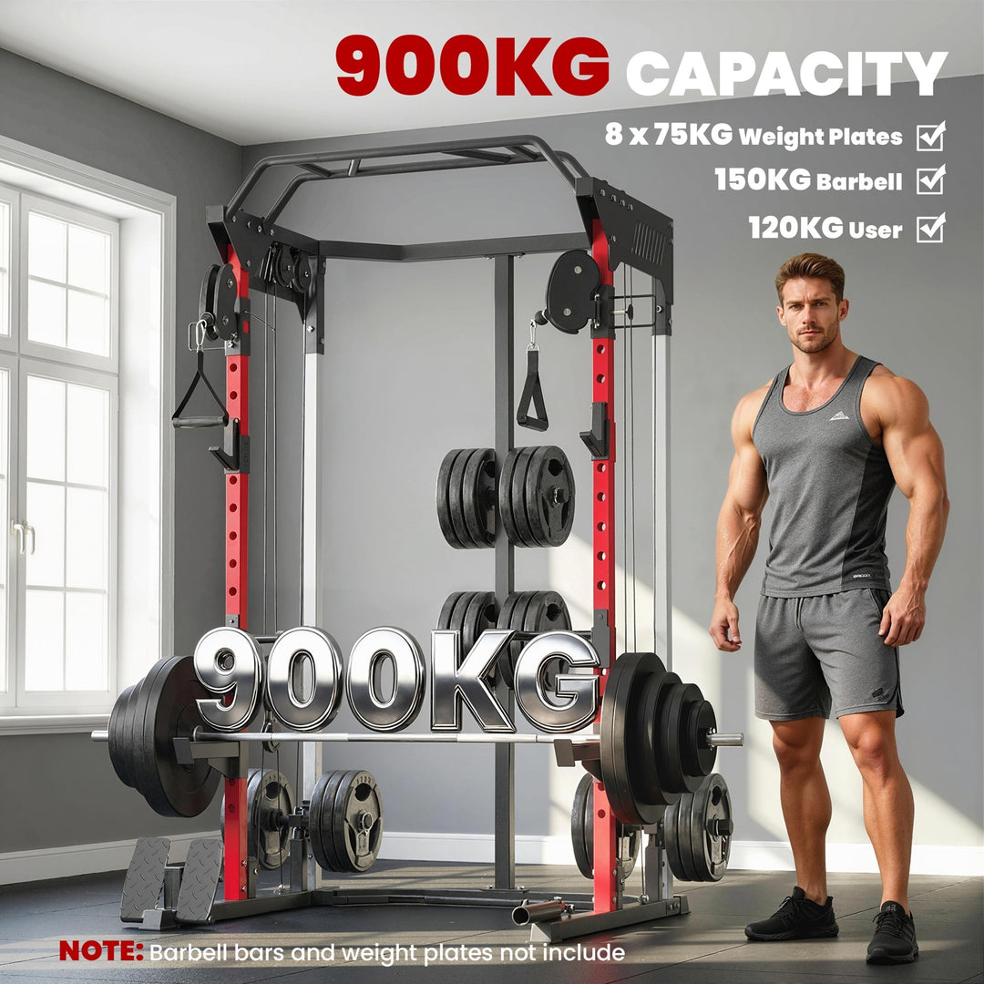 Power Cage, Power Rack with Adjustable Cable Pulley System, Pull-Up - view 5