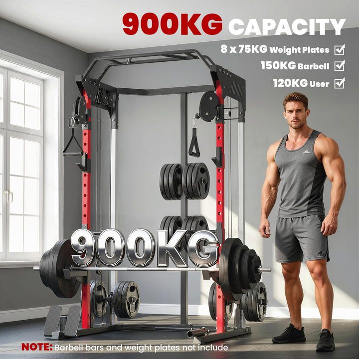 Power Cage, Power Rack with Adjustable Cable Pulley System, Pull-Up - view 5