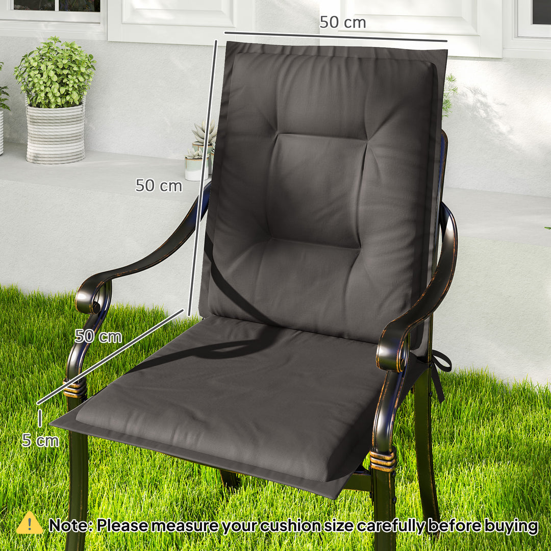 Set of Four Padded Garden Seat Cushions - Charcoal Grey