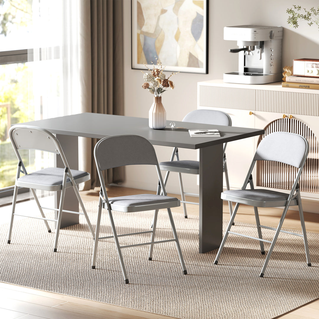 4 Pack Folding Chairs with Padded Seats, Velvet Portable Party Chairs 