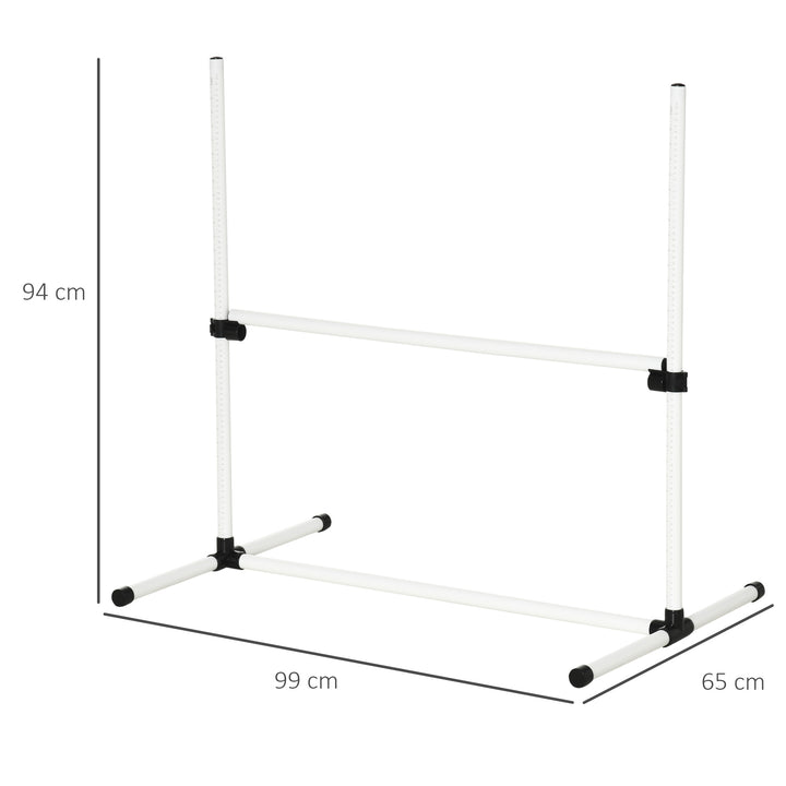 4 Pieces Dog Agility Training Equipment, Adjustable Height Jumps Hurdle with Carrying Bag for Outdoor, White