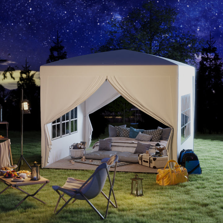 3 x 3m Pop Up Gazebo, Wedding Party Canopy Tent Marquee with Carry Bag and Windows, White