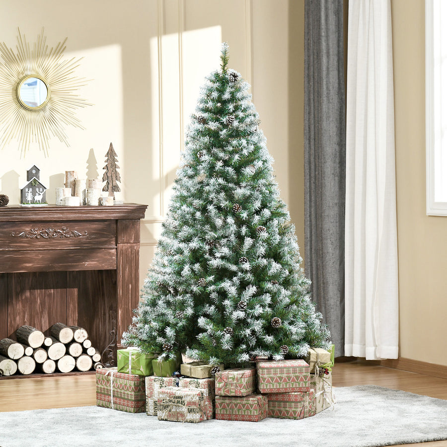 6FT Artificial Christmas Tree with Pine Cones, Holiday Home Xmas Decoration Automatic Open, Green