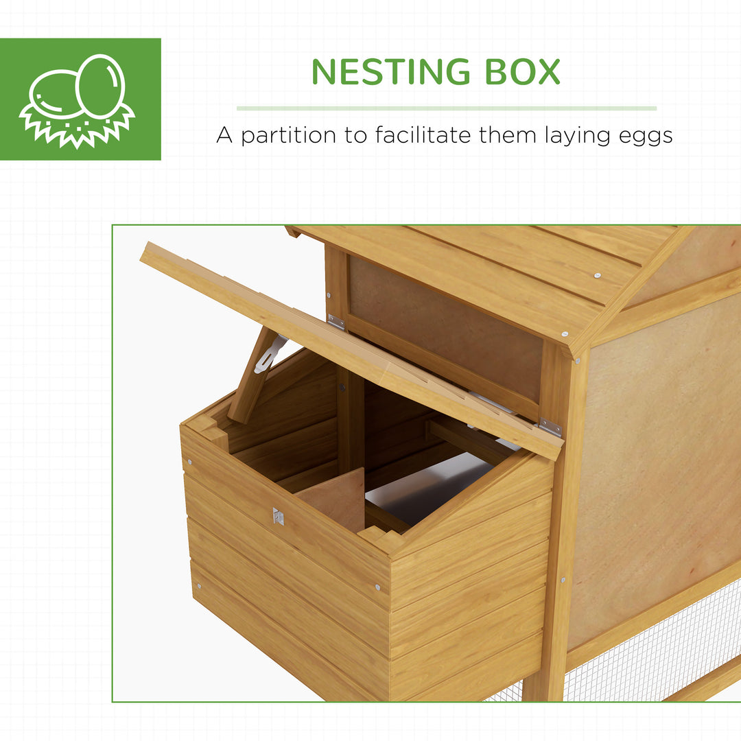 Pawhut Chicken Coop Hen Cage Small Animal Hutch Nesting Box w/Outdoor Run 150.5 x 54 x 87 cm