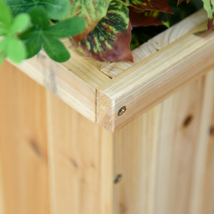 37L Wooden Garden Planter & Bench Combination Garden Raised Bed Patio Park Natural 176 x 38 x 40 cm