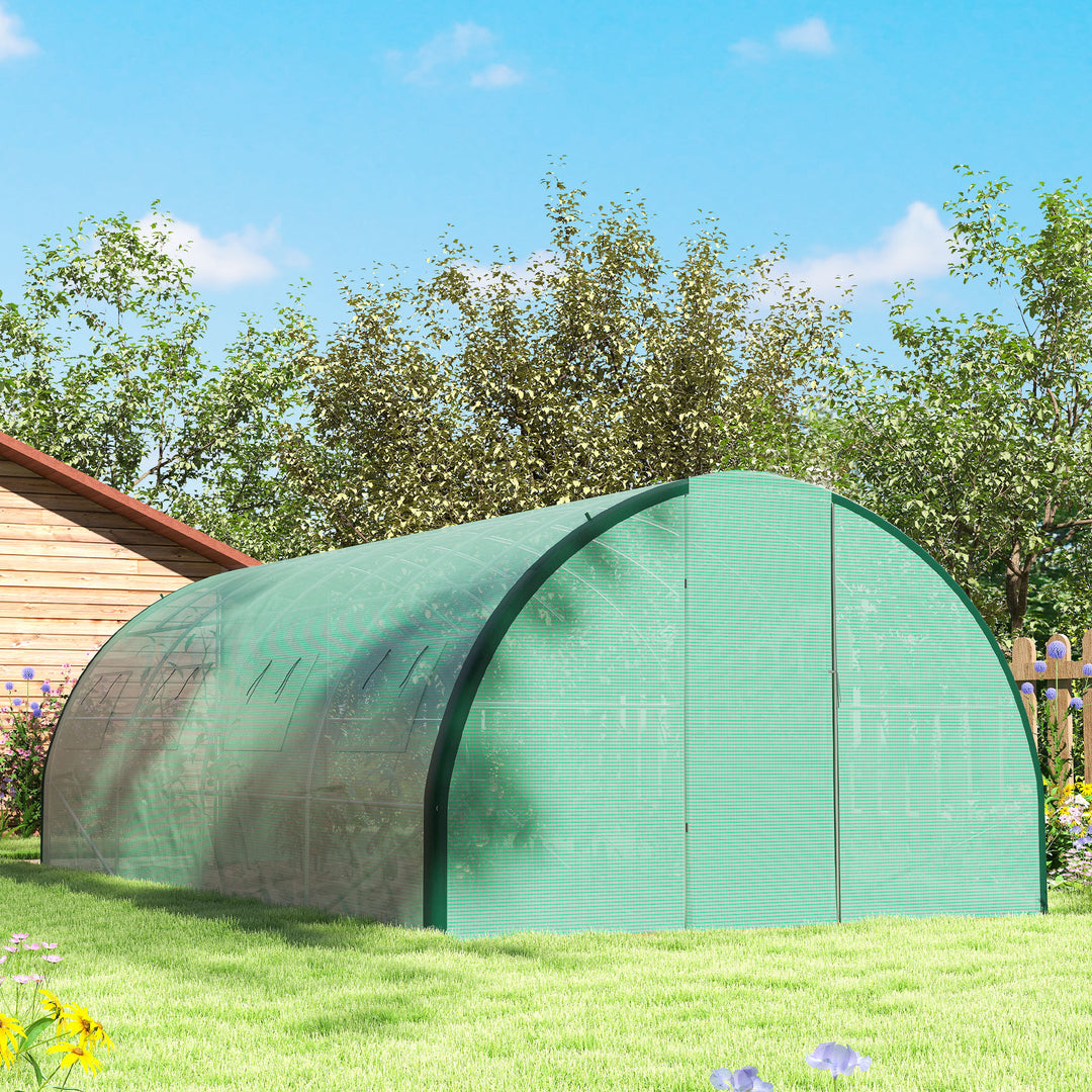 Polyethylene Upgraded Structure Walk-in Polytunnel Greenhouse, 6 x 3(m), Green