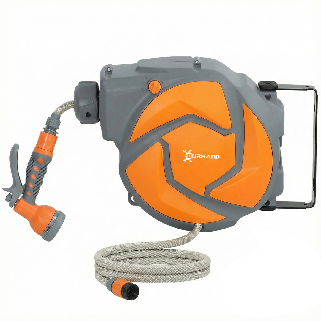 10m Garden Hose Reel Wall Mounted Auto Rewind with 7 Patterns Spray No