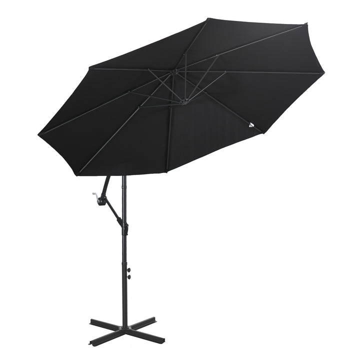 Outsunny Cantilever Umbrella Parasol Hanging Banana Steel Black 3M Patio | Aosom UK