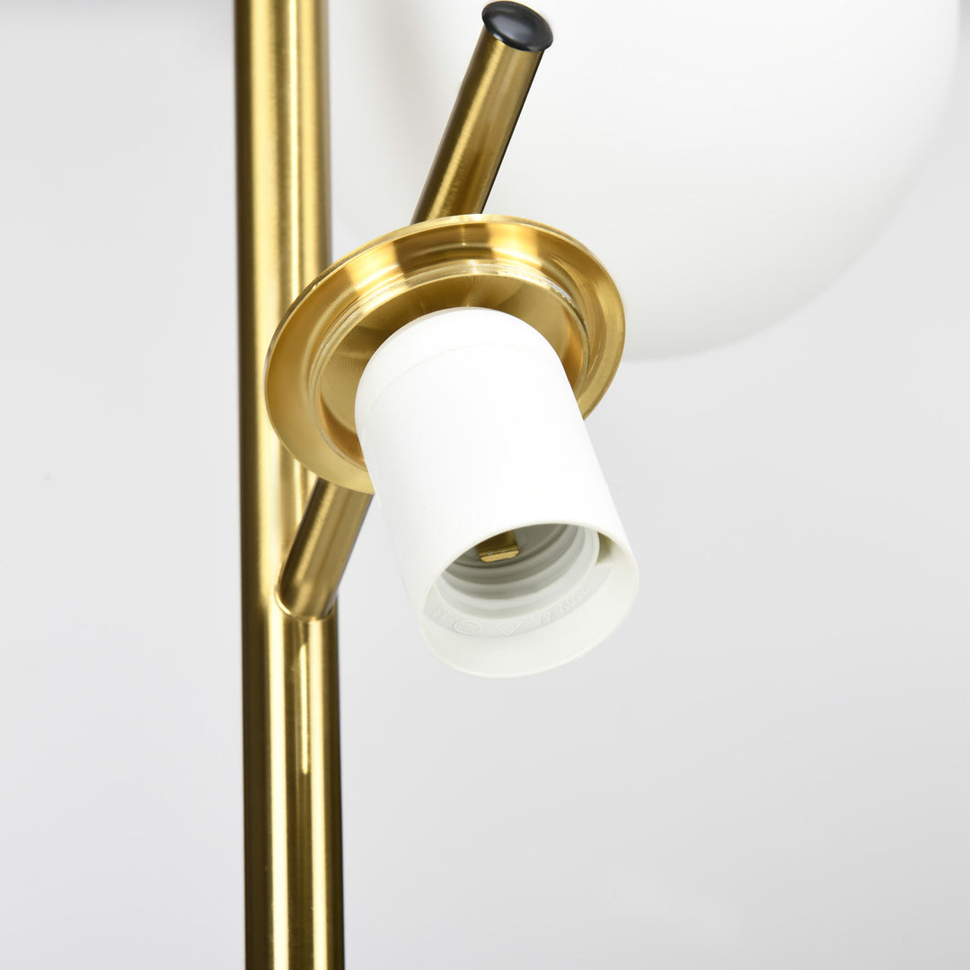 3-Light Tree Floor Lamps for Living Room, Modern Standing Lamp for Bedroom with Globe Lampshade, Steel Base, Bulb not Included, Gold Tone