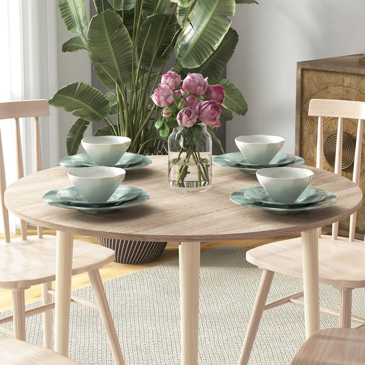 Folding Dining Table for 4, Round Drop Leaf Table, Modern Space Saving Small Kitchen Table with Wood Legs for Dining Room, Natural