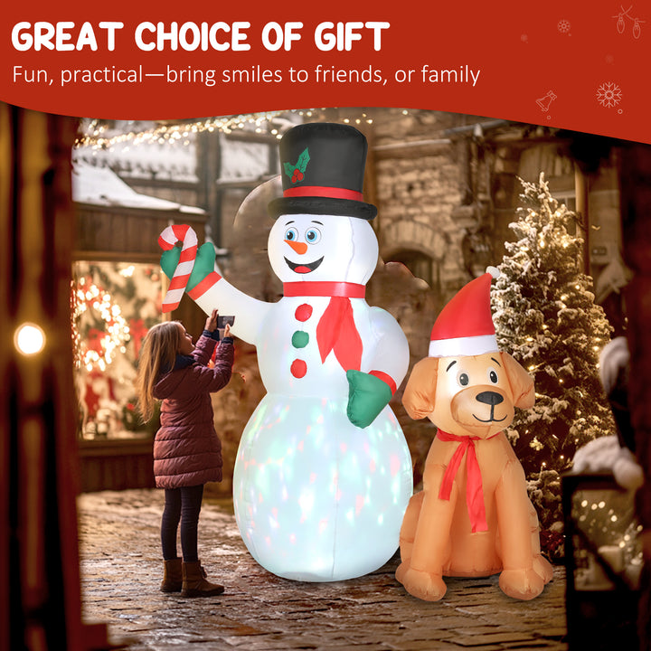 MCL 6FT Christmas Inflatables Snowman &amp; Dog with Built-in LED Lights and Flashing Light, Blow Up Christmas Inflatable Decoration for Indoor Outdoor Decor, Garden