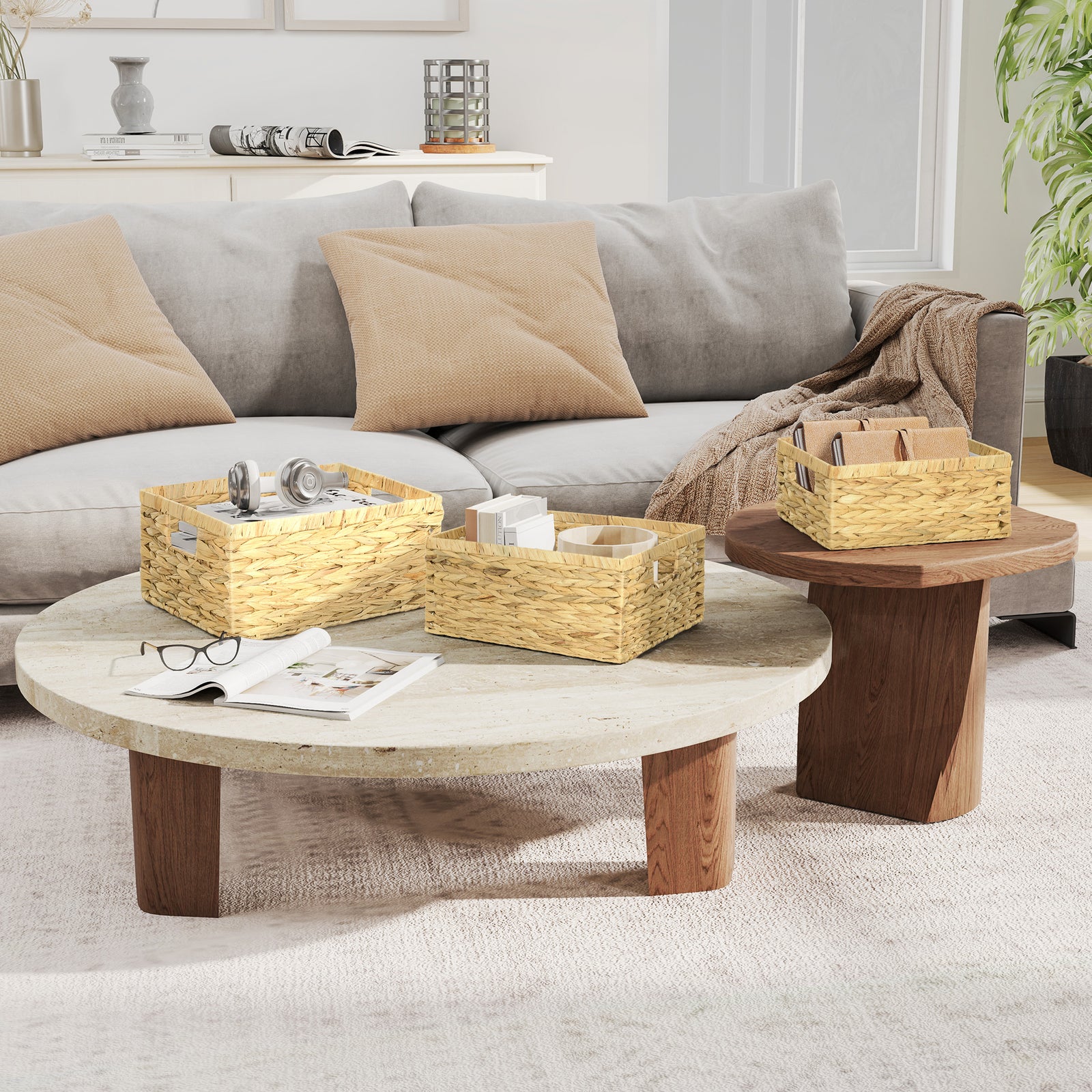 Set of Three Water Hyacinth Storage Baskets