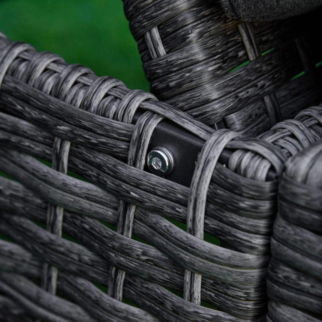 MCL Patio Rattan Sun Lounger, Dual Wicker Weave Outdoor Single Reclining Chair Furniture, 5-Level Adjustable Backrest w/ Removeable & Washable Cushion, Mixed Grey