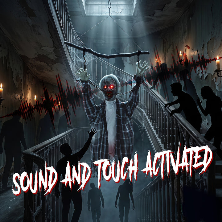 110cm Screaming Animated Hanging Halloween Decoration, Sound Touch Act