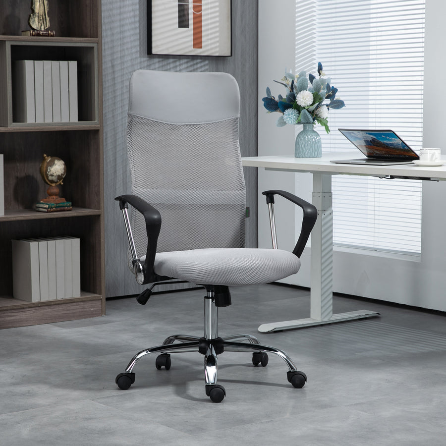 Ergonomic Office Chair Mesh Chair with Adjustable Height Tilt Function Light Grey