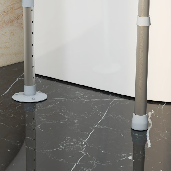 Free Standing Toilet Frame, Height and Width Adjustable Toilet Safety Frame with Arms, 2 Additional Suction Cups, Storage for Elderly, Disabled, Handrail Grab Bar, 136kg Weight Capacity