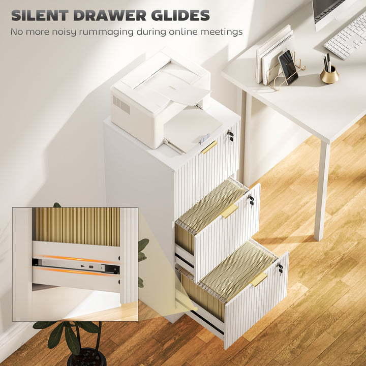 Filing Cabinet, Fluted Vertical File Cabinet with 3 Lockable Drawers - view 5