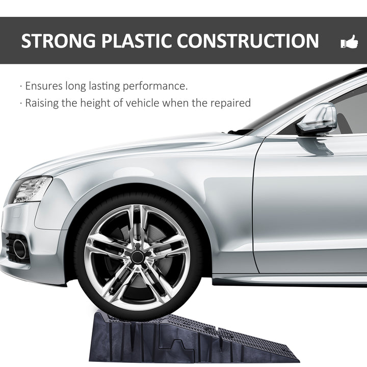 2 Pieces Car Ramps Heavy Duty 2.5 Ton Motorhome Levelling Ramps, Plastic Garage Workshop Car Lift, Portable Automotive Vehicle Campervan Car Ramp, Black