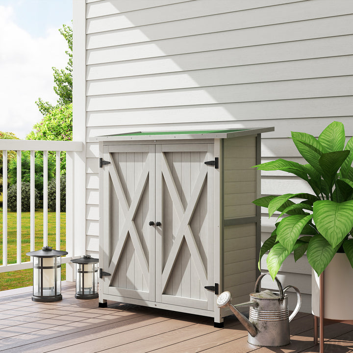 46.5 x 97cm Compact Wooden Storage Shed - Light Grey