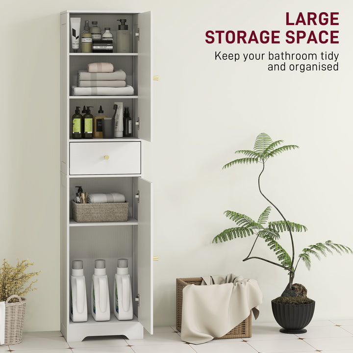 Tall Bathroom Cabinet with Arched Doors - White