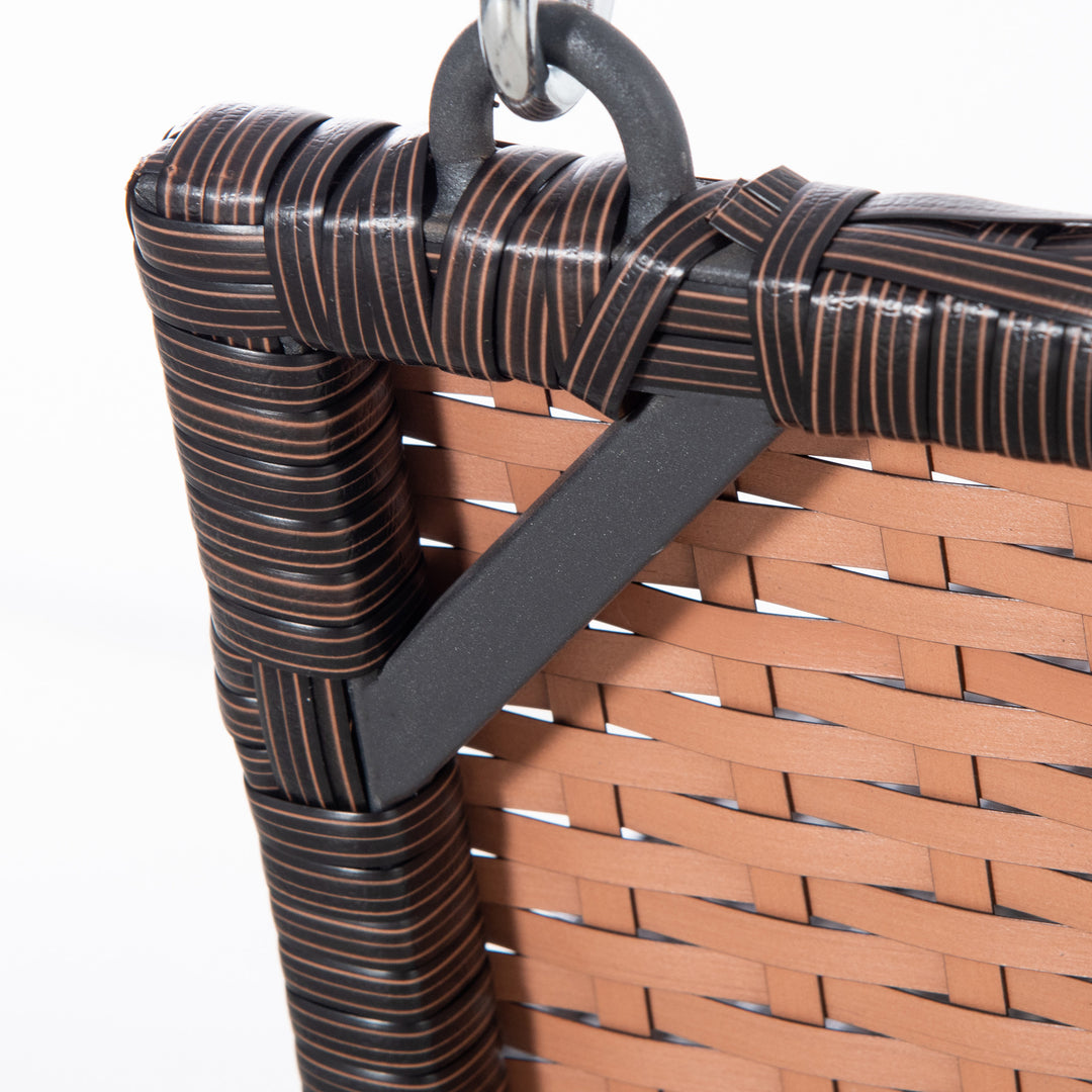 MCL 2 Seater Rattan Garden Swing Chair, Porch Swing Bench Loveseat with Cushion, Wicker Outdoor Hanging Swinging Seat with 2 Metal Chains, 250 KG Capacity for Patio, Balcony, Cream White