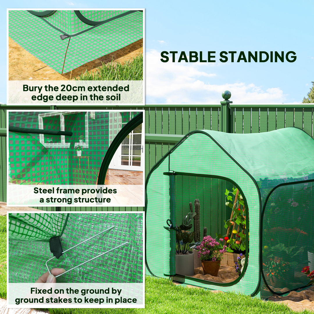 150 x 148cm Pop-Up Greenhouse - Green