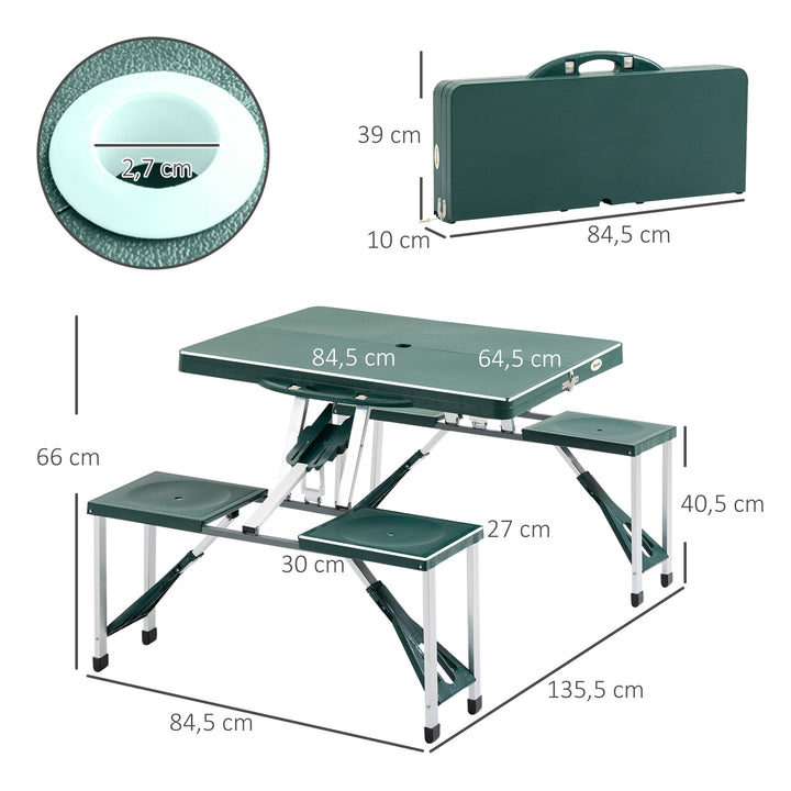 Outsunny Folding Camping Table with Stools Set Aluminum Bench Picnic Garden Party BBQ Portable