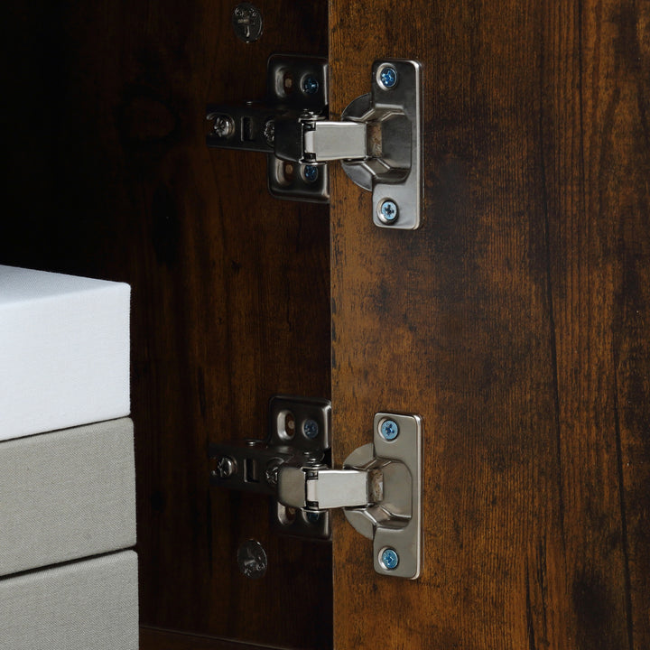 MCL TV Stand Cabinet up to 55 Inches, TV Unit with Single Door and Open Shelves, Cable Holes for Living Room, Bedroom, Brown