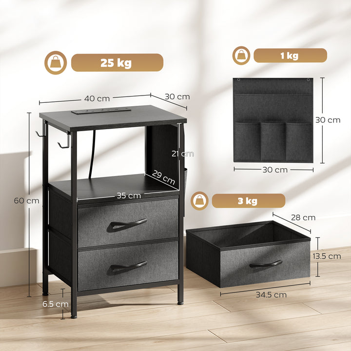 Bedside Table with Charging Station