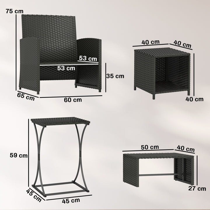 6 Piece Rattan Garden Furniture, Space-Saving Patio Furniture Set with