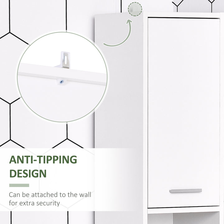 MCL Bathroom Floor Storage Cabinet Slim Tallboy w/ Door Cupboard & Shelves For Living Room, Bedroom, Hallway White