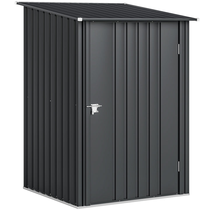3.3 x 3.4ft Lean To Steel Garden Shed, with Locking Door - Dark Grey