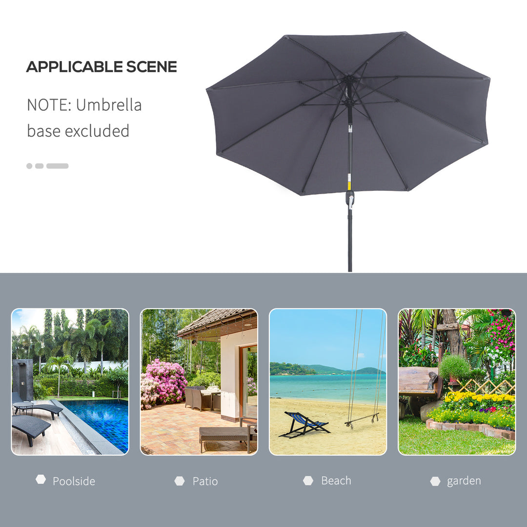 MCL 2.7M Garden Parasol Umbrella with Glass Fibre Ribs and Aluminium Frame, Tilting Sun Shade Shelter Canopy, Charcoal Grey