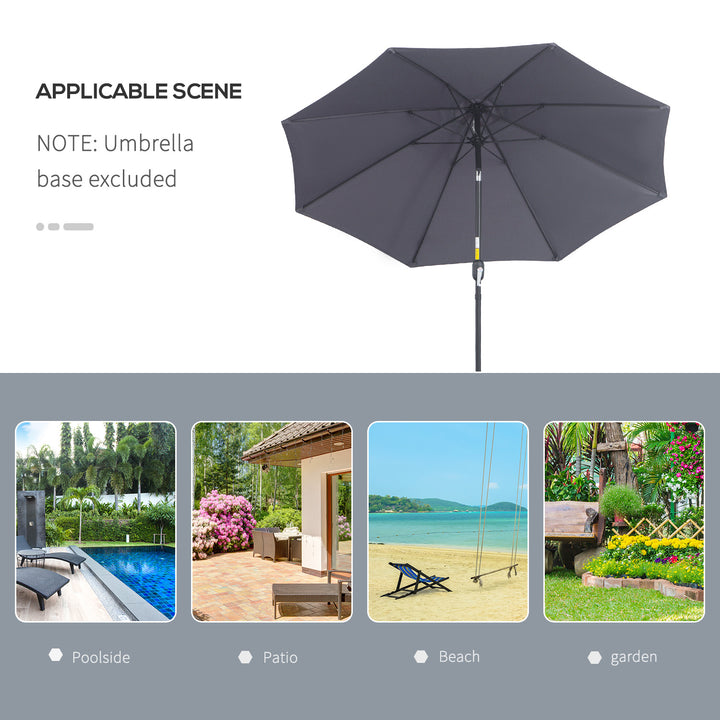 MCL 2.7M Garden Parasol Umbrella with Glass Fibre Ribs and Aluminium Frame, Tilting Sun Shade Shelter Canopy, Charcoal Grey