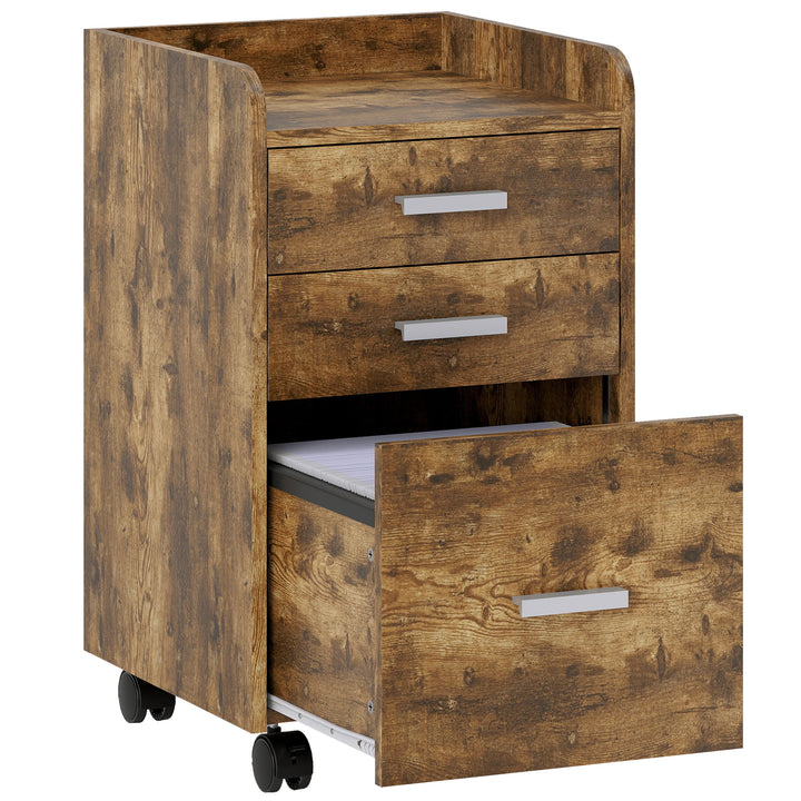 3 Drawer Filing Cabinet, Rolling File Cabinet with Edged Top for Lette