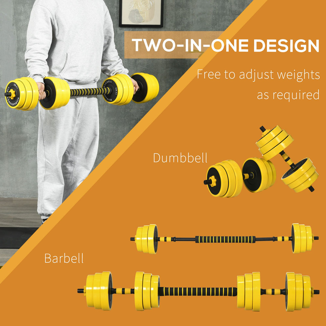 HOMCOM 25KGS Dumbbell & Barbell  Adjustable Set Plate Bar Clamp Rod Home Gym Sports Area Exercise Ergonomic