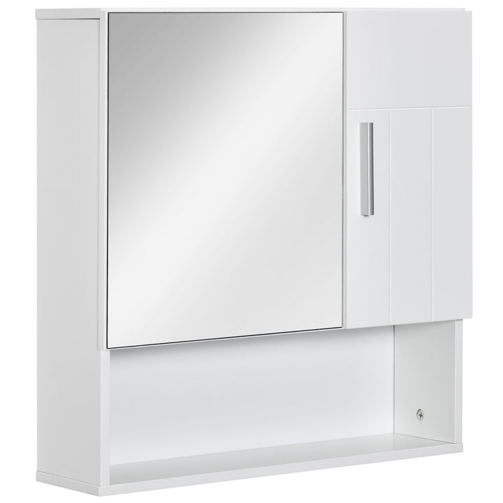 MCL Bathroom Mirror Cabinet, Wall Mounted Storage Cupboard Organizer with Double Doors and Adjustable Shelf, White