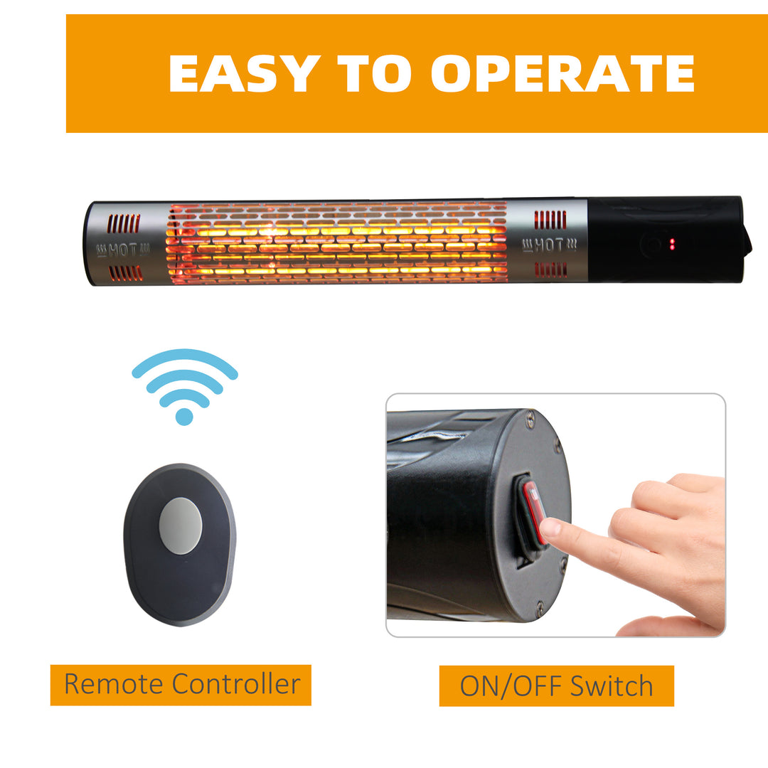 MCL Outdoor Patio Garden Warmer 1500W Wall Mounted Electric Infrared Halogen Heater with Remote Control Black