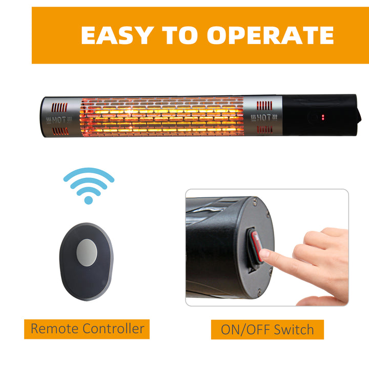 MCL Outdoor Patio Garden Warmer 1500W Wall Mounted Electric Infrared Halogen Heater with Remote Control Black