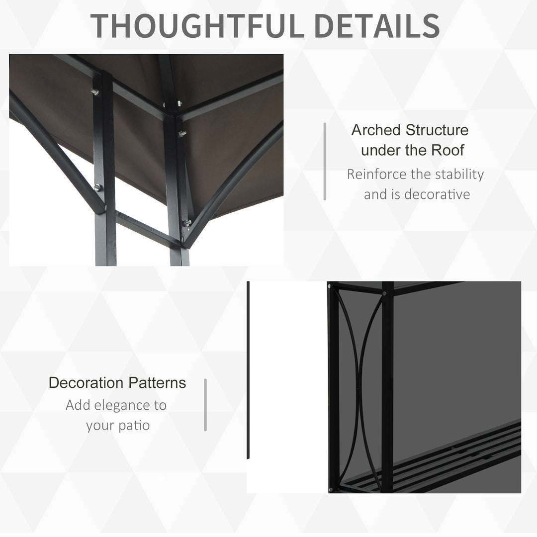 MCL 2.5 x 1.5m BBQ Tent Canopy Patio Outdoor Awning Gazebo Party Sun Shelter - Coffee