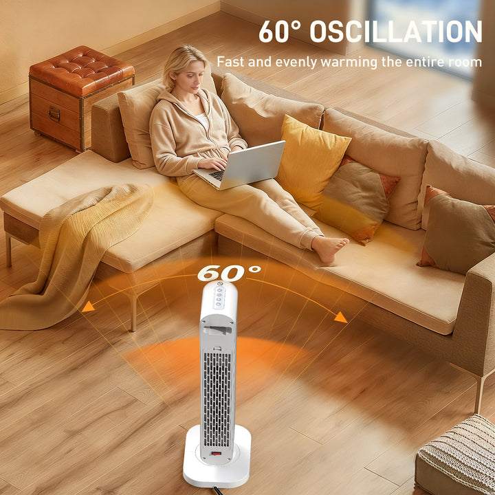 HOMCOM 2000W Ceramic Electric Heater with Fan, Timer, Oscillation - White